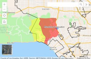 A map of the Getty Fire evacuated areas was created by the Los Angeles Fire Department on Oct. 28, 2019.