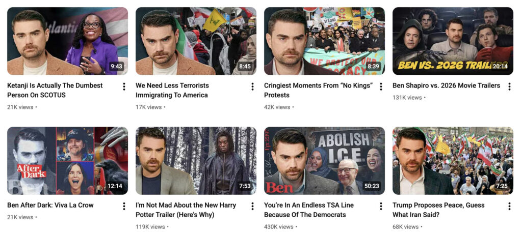 ベン・シャピーロのチャンネル再生回数