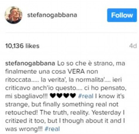 Stefano Gabbana body-shaming